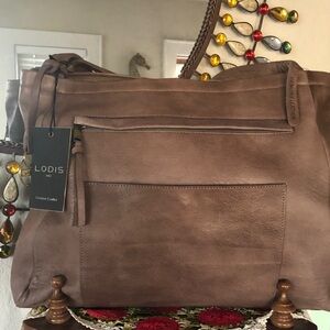 NWT LODIS Lamba Leather Laurel Shoulder Tote Bag w/ Dust Cover
